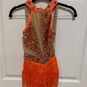 Glamour Orange Sequin/fringe Dance Costume